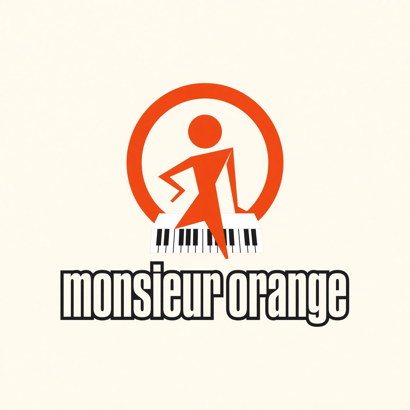 Logo carré monsieur orange, fond crème